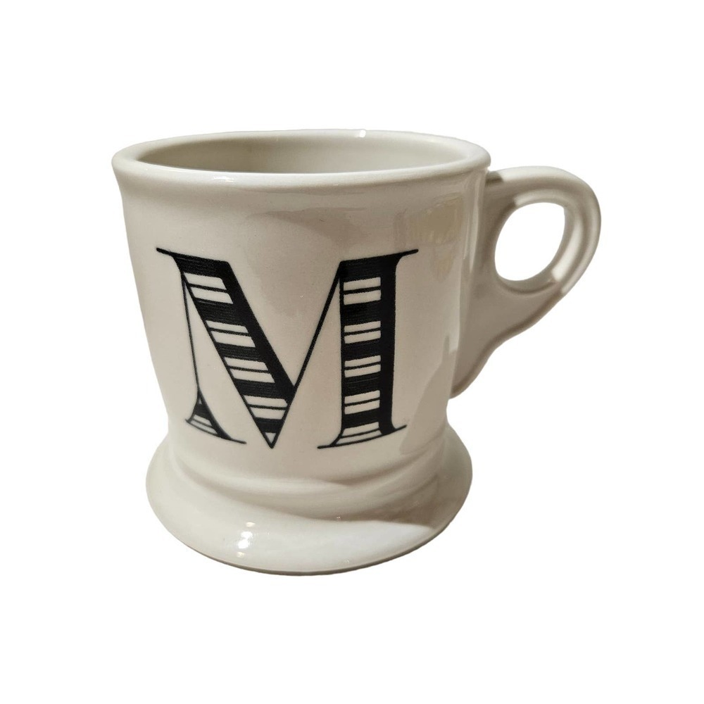 Anthropologie M‎ Monogrammed Coffee Tea Mug White Ceramic Anthro